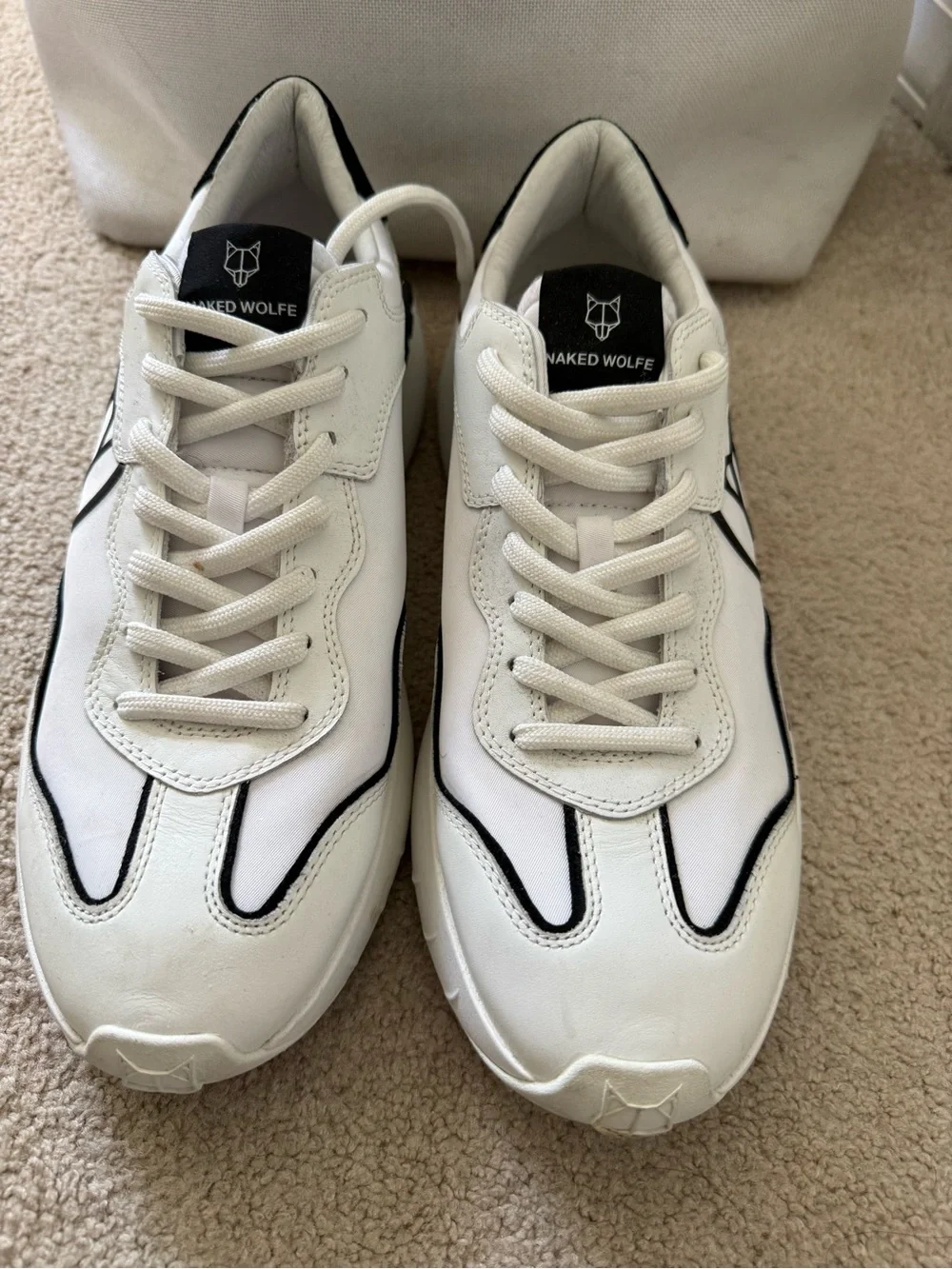 Naked Wolfe Men's White and Black Sneakers